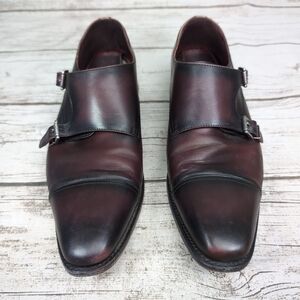 Burgundy And Black Double Monk Strap Dress Shoes Men Size 11